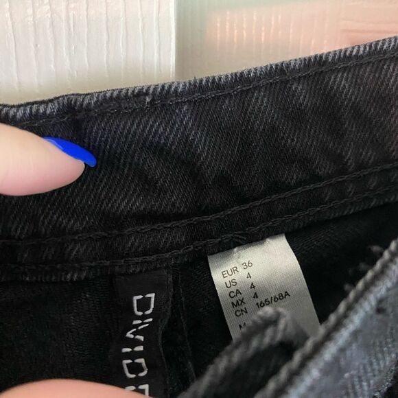 H&M divided 4 26 black wide leg flare mid to low rise jeans Y2K trendy - Picture 7 of 7